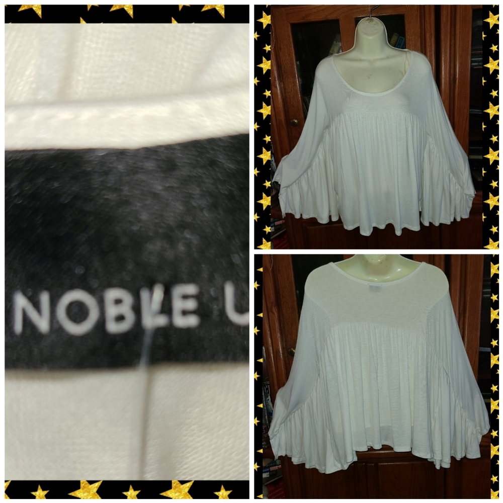 NOBLE U WHITE  BAT WING TOP - Picture 3 of 4